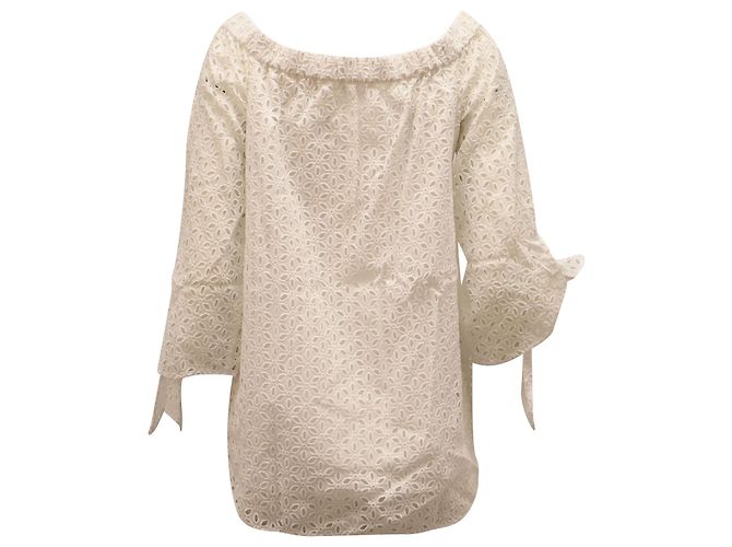 Tibi Off-Shoulder-Ösenbluse aus weißer Baumwolle - Ansicht 2