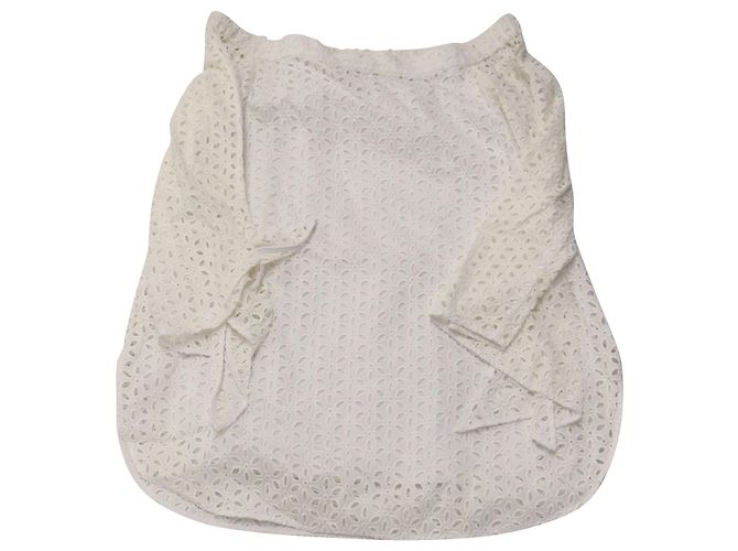 Tibi Off-Shoulder-Ösenbluse aus weißer Baumwolle - Ansicht 3