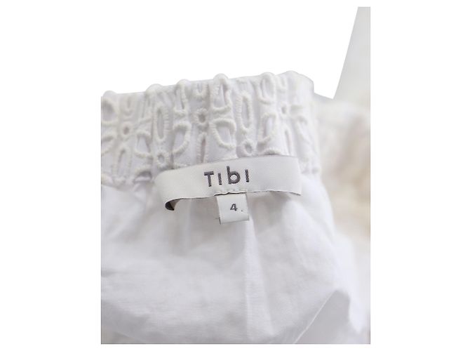 Tibi Off-Shoulder-Ösenbluse aus weißer Baumwolle - Ansicht 4