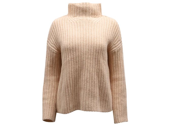 Vince Gerippter Rollkragenpullover aus pfirsichfarbener Wolle Pink Angeln - Ansicht 2