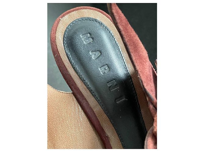 Décolleté Marni Rosso Blu Caramello Camoscio Pelle 41 Multicolore - vista 3