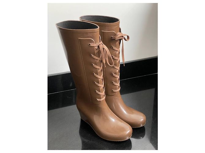Saint Laurent Botas De Goma Nuevo Castaño Beige - vista 2