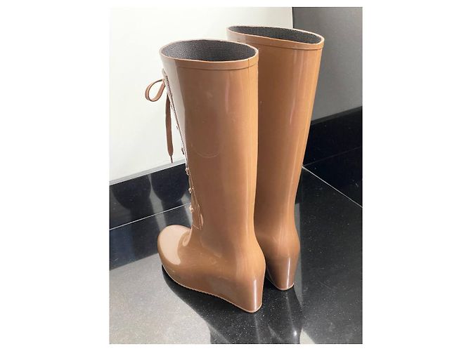 Saint Laurent Botas De Goma Nuevo Castaño Beige - vista 3