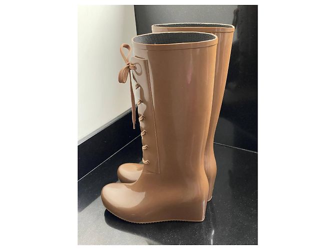 Saint Laurent Botas De Goma Nuevo Castaño Beige - vista 6