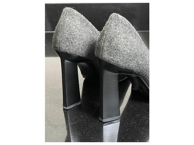 Prada Pumps Schwarz Grau Wolle Satin Größe 40 - Ansicht 2