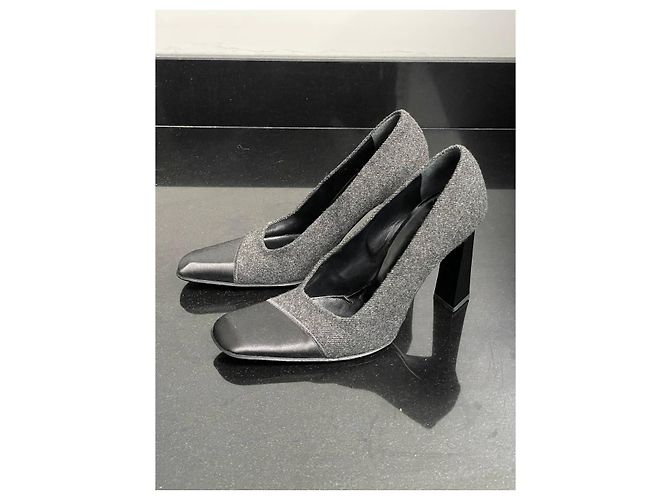 Prada Pumps Schwarz Grau Wolle Satin Größe 40 - Ansicht 3