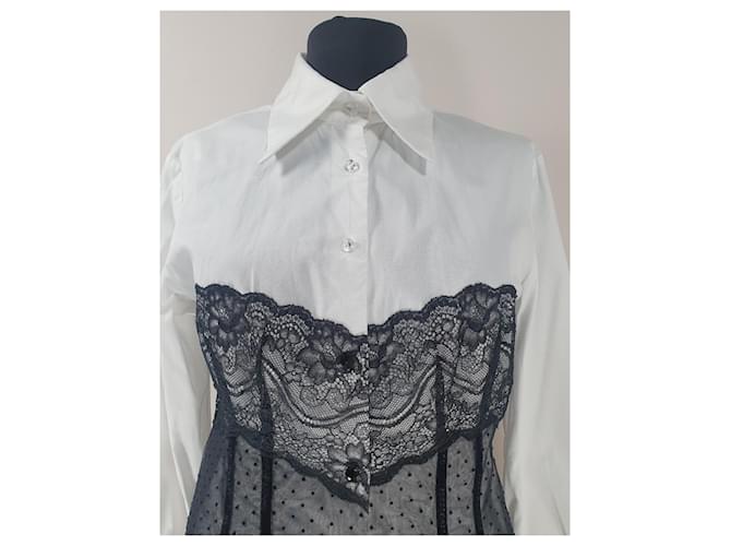 Camicia in pizzo bianca ROCCOBAROCCO Nero Bianco - vista 2