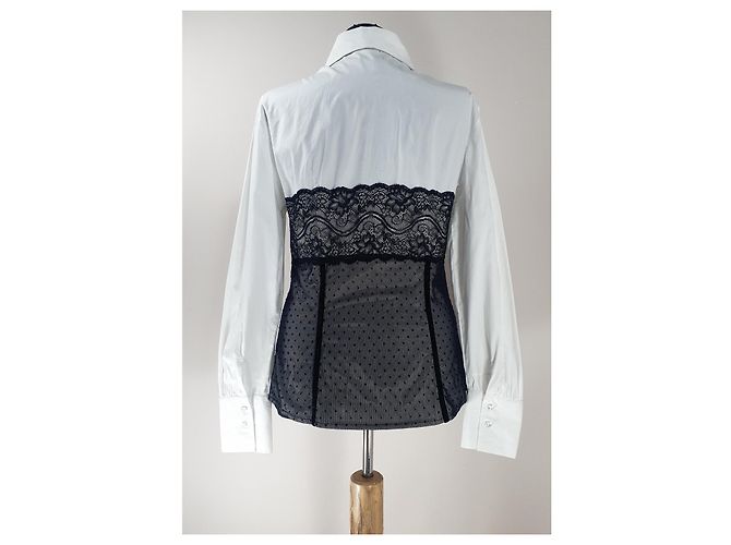 Camicia in pizzo bianca ROCCOBAROCCO Nero Bianco - vista 4