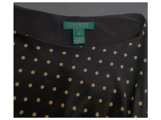 Ralph Lauren Kleid mit Punkten Schwarz Beige - Ansicht 4