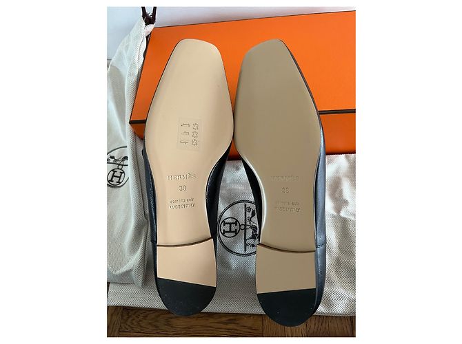 Mocassin Hermès Temps Noir Bijouterie dorée - vue 3