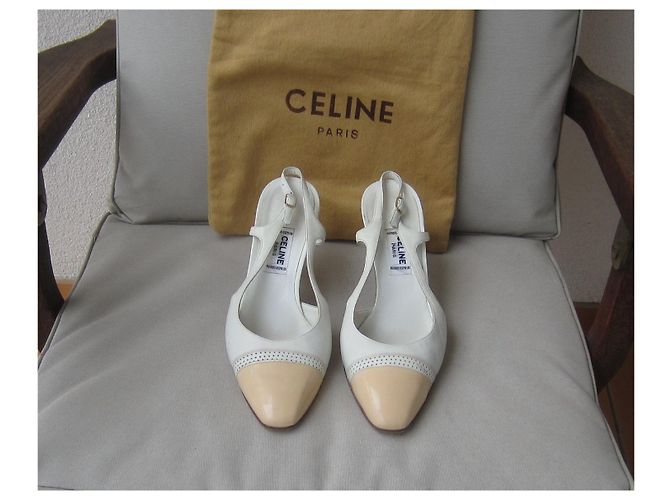 Sandali Céline in pelle a punta chiusa bianchi Bianco - vista 2