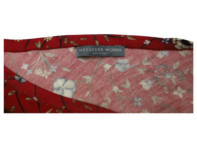 Alexander McQueen Asymmetric Back Draped Floral Dress in Multicolor Wool - view 7
