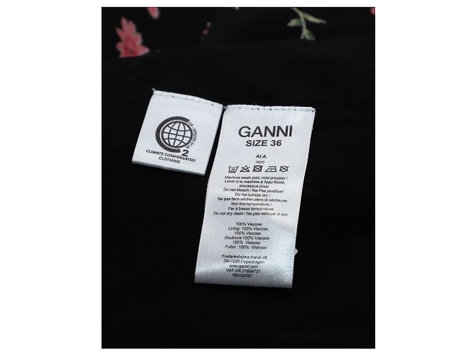 Ganni Chiffon-Wickelbluse mit Blumenmuster in schwarzer Viskose - Ansicht 5