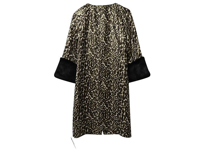 Casaco Jacquard Animal Print Tory Burch com mangas de pele em seda multicolorida Impressão em python - vista 4