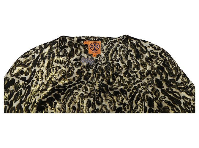Casaco Jacquard Animal Print Tory Burch com mangas de pele em seda multicolorida Impressão em python - vista 7