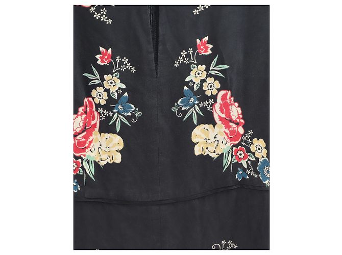 Vilshenko Langarm-Blumenkleid aus schwarzer Seide - Ansicht 5