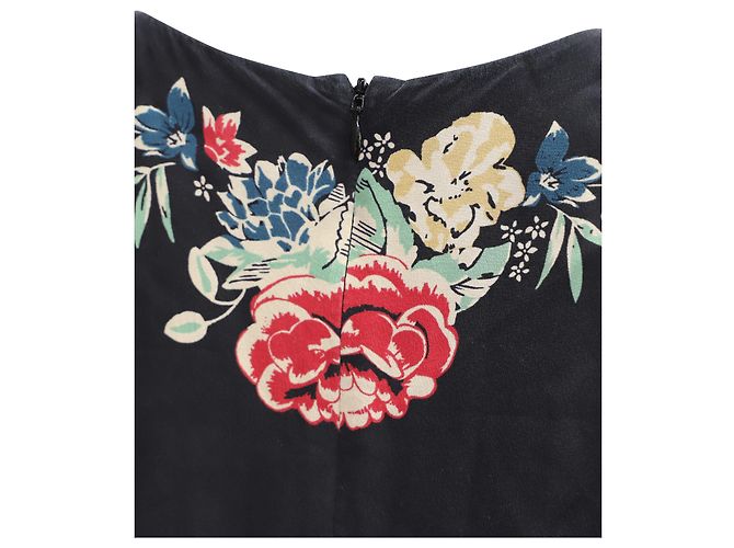Vilshenko Langarm-Blumenkleid aus schwarzer Seide - Ansicht 7