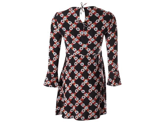 Sandro Paris Rony Blumenkleid aus mehrfarbiger Seide Schwarz - Ansicht 3