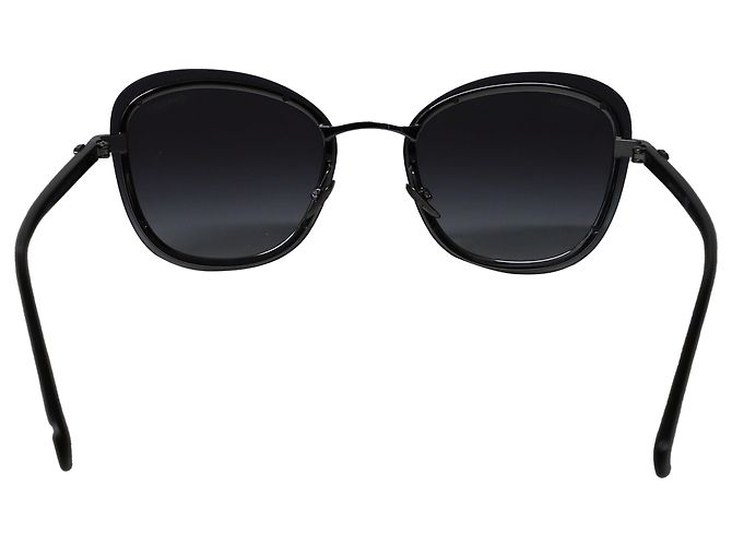 Occhiali da sole Chanel Pantos Cat-Eye in acetato nero - vista 3