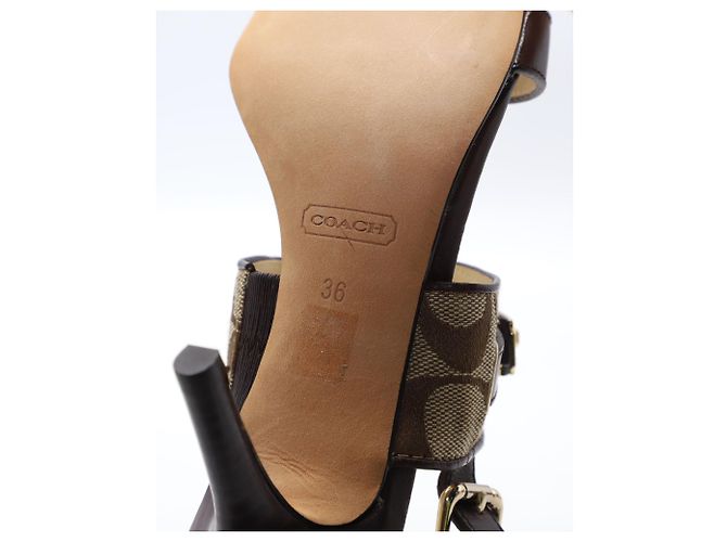 Coach Sandales Slingback en Cuir Marron - vue 4