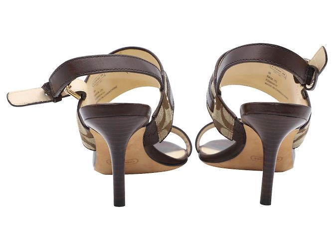 Coach Sandales Slingback en Cuir Marron - vue 5