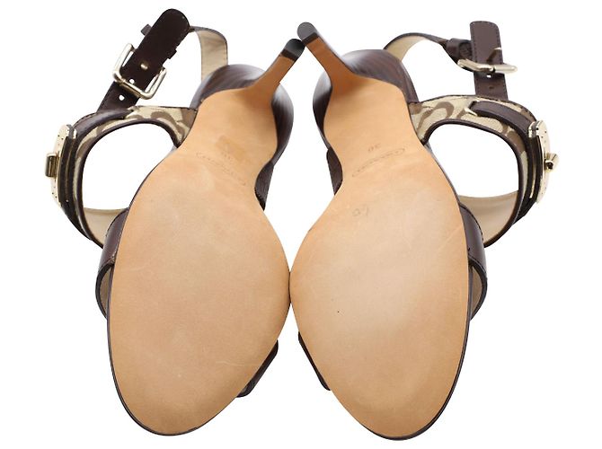 Coach Sandales Slingback en Cuir Marron - vue 8