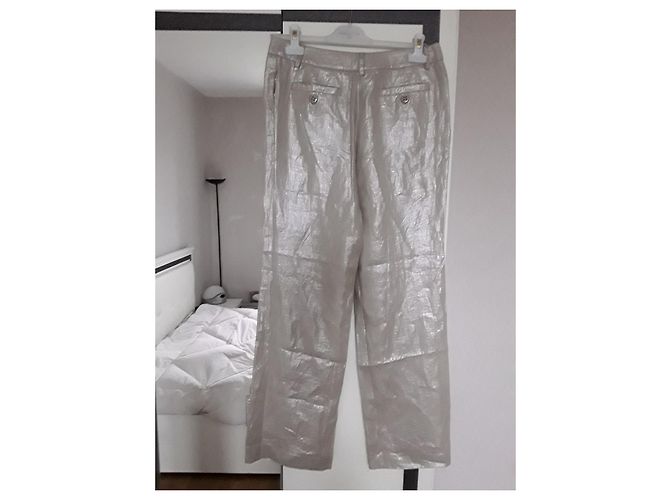 Gerard Darel Silberne Leinenhose mit hoher Taille - Ansicht 2