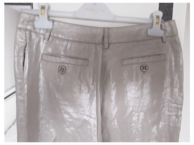 Gerard Darel Silberne Leinenhose mit hoher Taille - Ansicht 4