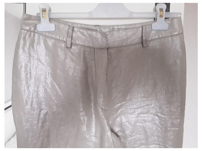 Gerard Darel Silberne Leinenhose mit hoher Taille - Ansicht 5