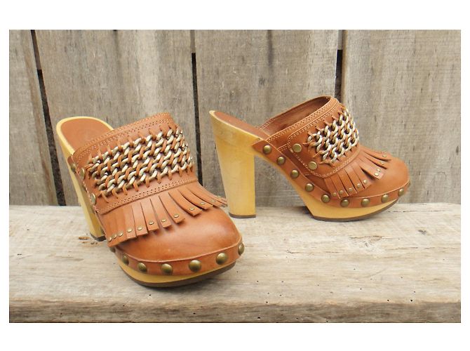 Zoccoli Ash Souk in pelle e legno marrone chiaro taglia 36 - vista 2