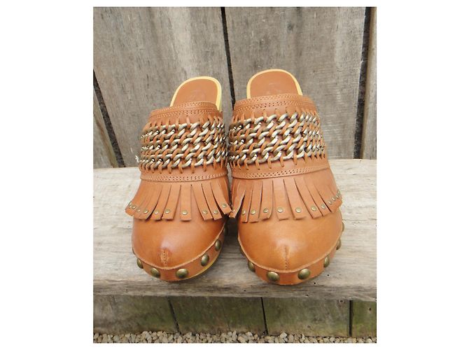 Zoccoli Ash Souk in pelle e legno marrone chiaro taglia 36 - vista 3