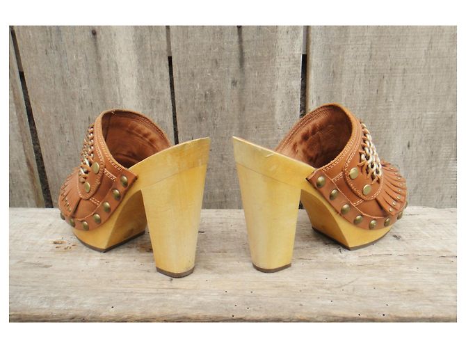 Zoccoli Ash Souk in pelle e legno marrone chiaro taglia 36 - vista 4