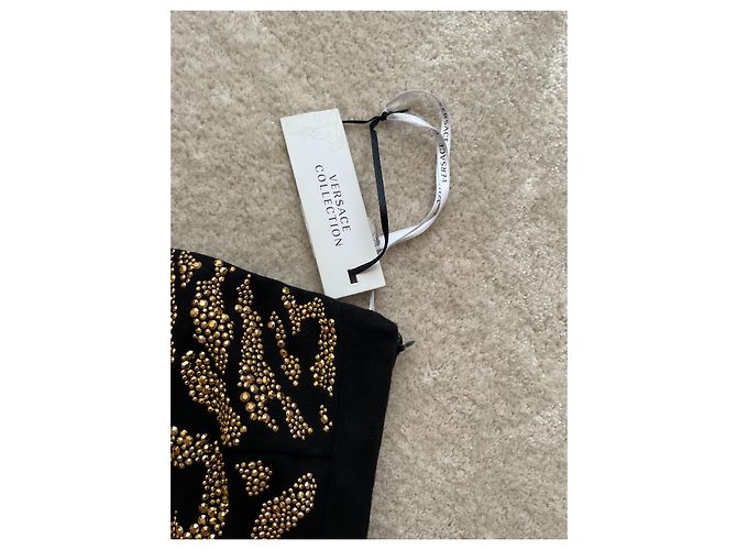 Versace Kleid Schwarz Viscose mit Kristallen - Ansicht 4