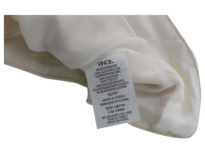 Vince Collarless Jacket in White Leather Cream - view 4