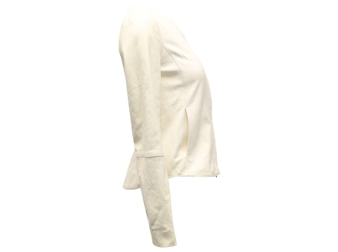 Vince Collarless Jacket in White Leather Cream - view 5