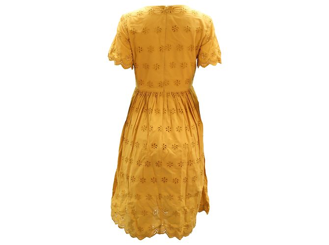 Abito midi Madewell con occhielli smerlati in cotone giallo - vista 2