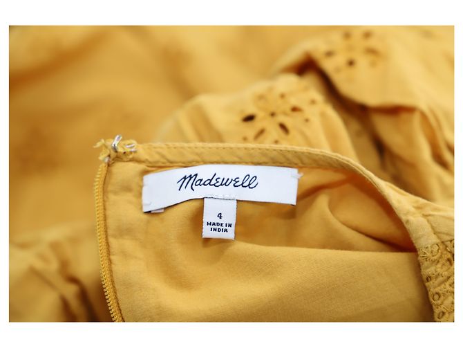 Abito midi Madewell con occhielli smerlati in cotone giallo - vista 3