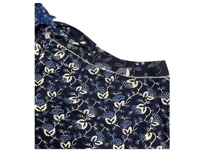 Ulla Johnson Asima Batik One-Shoulder-Bluse aus blauer Baumwolle - Ansicht 3