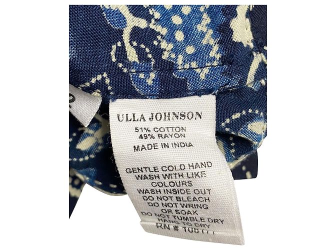 Ulla Johnson Asima Batik One-Shoulder-Bluse aus blauer Baumwolle - Ansicht 6