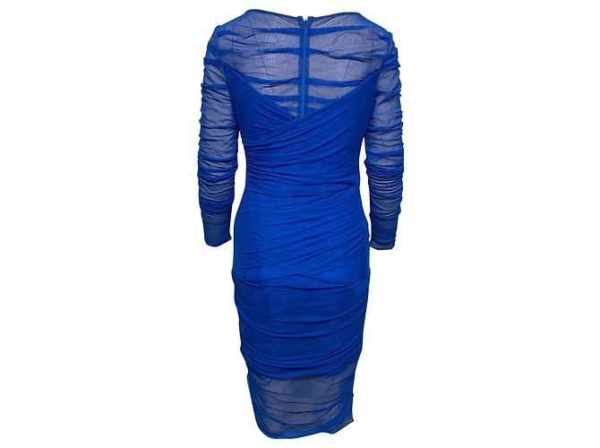 Versace gerafftes Mesh-Kleid aus blauem Polyamid - Ansicht 2