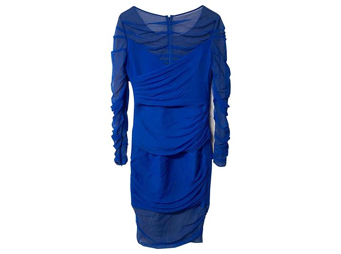 Versace gerafftes Mesh-Kleid aus blauem Polyamid - Ansicht 4