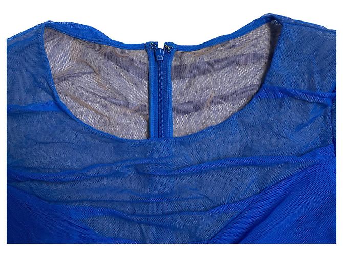 Versace gerafftes Mesh-Kleid aus blauem Polyamid - Ansicht 6