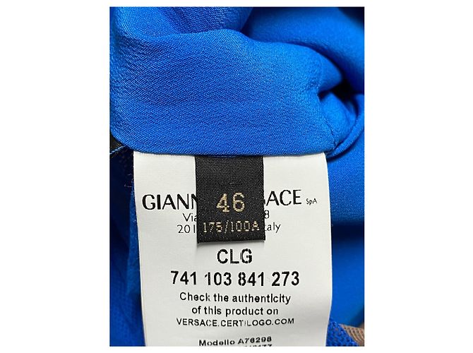 Versace gerafftes Mesh-Kleid aus blauem Polyamid - Ansicht 8