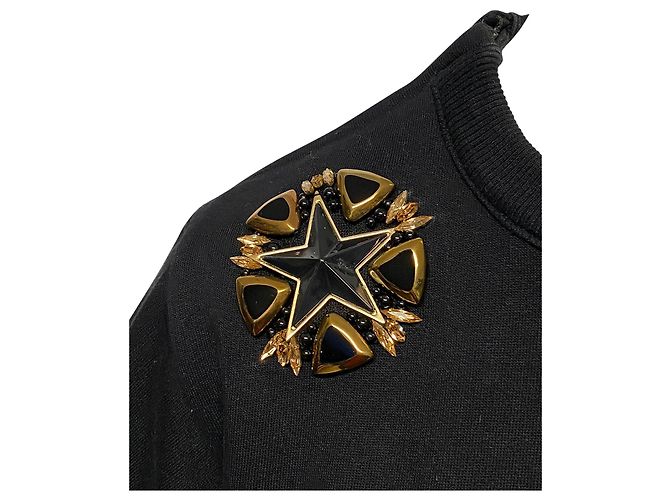 Blusa com detalhe de estrelas em algodão preto Givenchy - vista 5