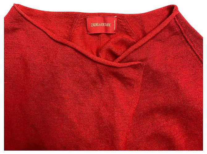 Zadig & Voltaire Cardigan mit offener Vorderseite aus roter Wolle - Ansicht 6