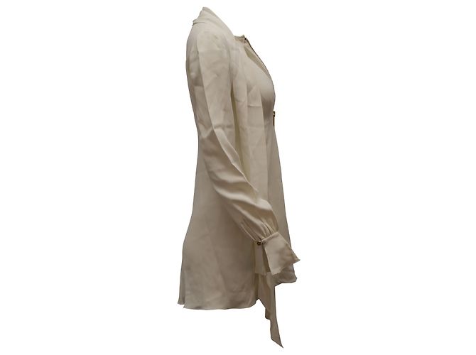 Rachel Zoe – Minikleid mit Bindeausschnitt in weißer Viskose - Ansicht 3