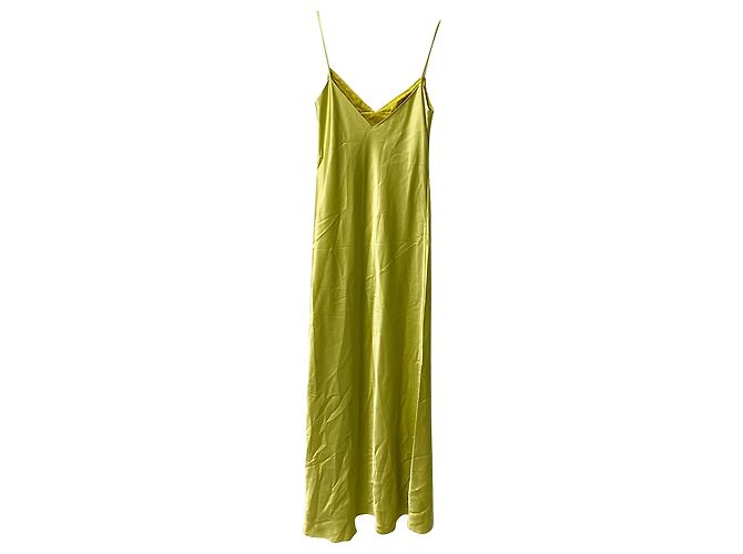Autre Marque Abito sottoveste Galvan London con scollo a V in triacetato verde - vista 4