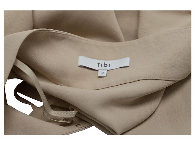 Tibi Off-Shoulder-Top aus beigefarbenem Polyester - Ansicht 4
