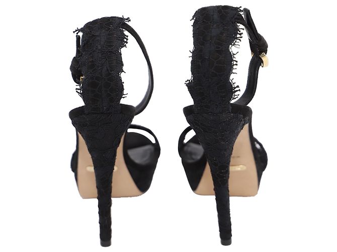 Burberry Polesden 120 Sandali Platform con Laccio in Pelle Scamosciata Nera Nero - vista 3