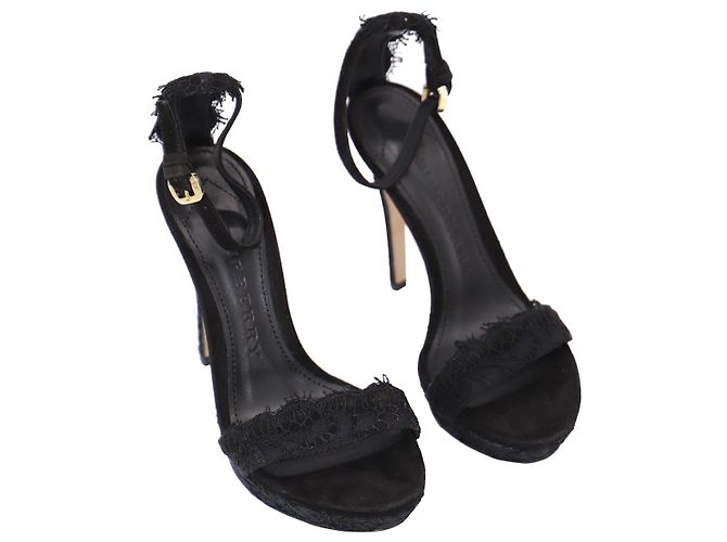Burberry Polesden 120 Sandali Platform con Laccio in Pelle Scamosciata Nera Nero - vista 5